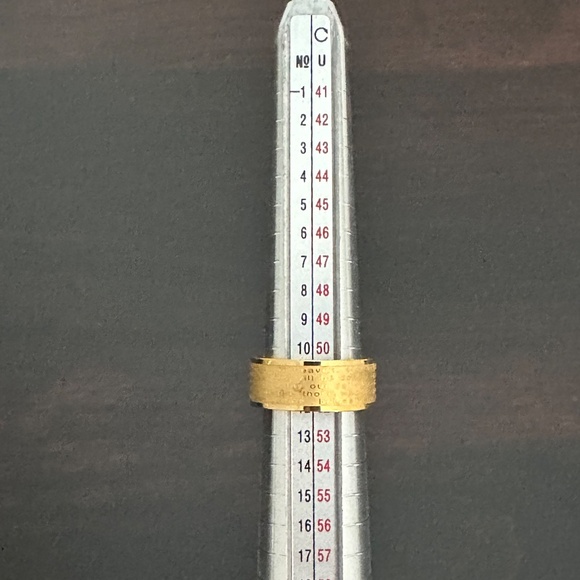 Stainless Steel Gold Our Father Ring Size 6 - Picture 6 of 7